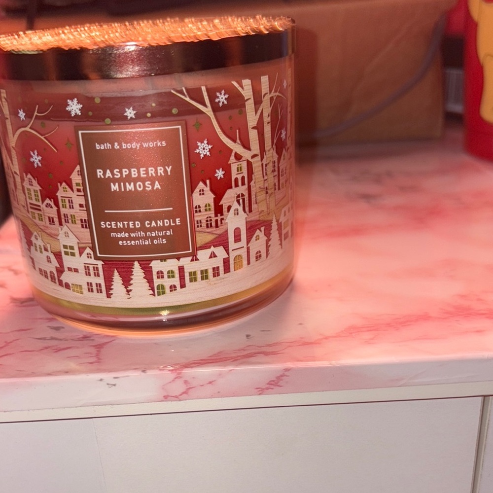 Bath & Body Works Raspberry Mimosa Scented Candle - Red